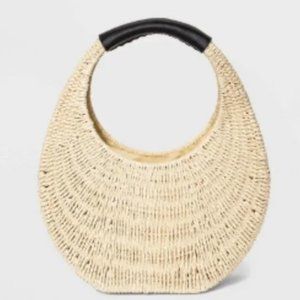 A New Day Straw half moon Rattan bag purse